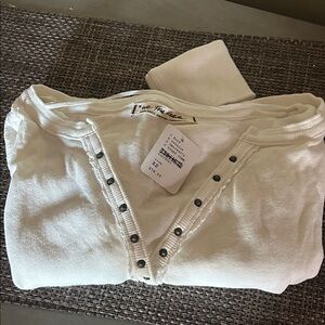 FREE PEOPLE TO White Button-Down Top